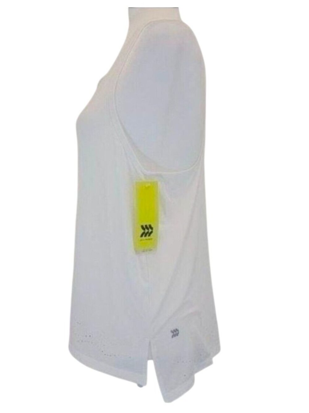 Loose-Fit White Racerback Tank Top With Laser-Cut Hem Detailing Lightweight Fabr - Picture 5 of 11
